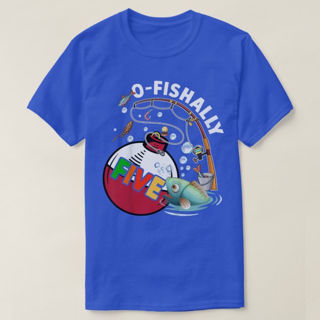Camiseta Kids Kids 5th Bday Fishing Theme For Boys And Girl (Frente do Design)