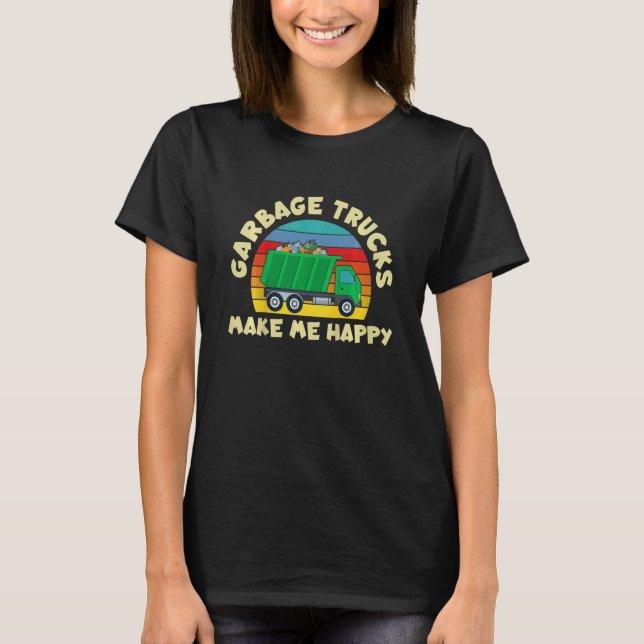 Camiseta Kids Kids Toddler Garbage Trucks Make Me Happy (Frente)