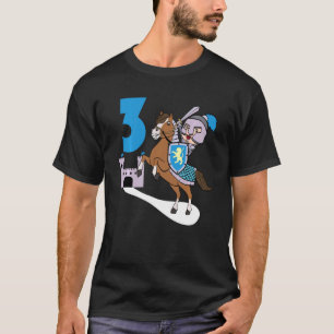 Camiseta Kids Knight aniversário de 3 anos Castle Armor Med