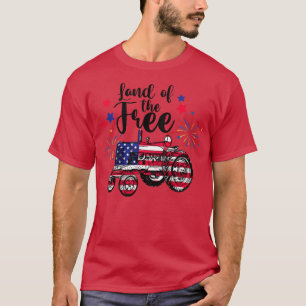 Camiseta Kids Land Of Free Cute Tractor Farmer Farm 4th Of 
