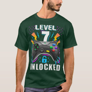 Camiseta Kids Level 7 Unlocked Video Game 7th Birthday