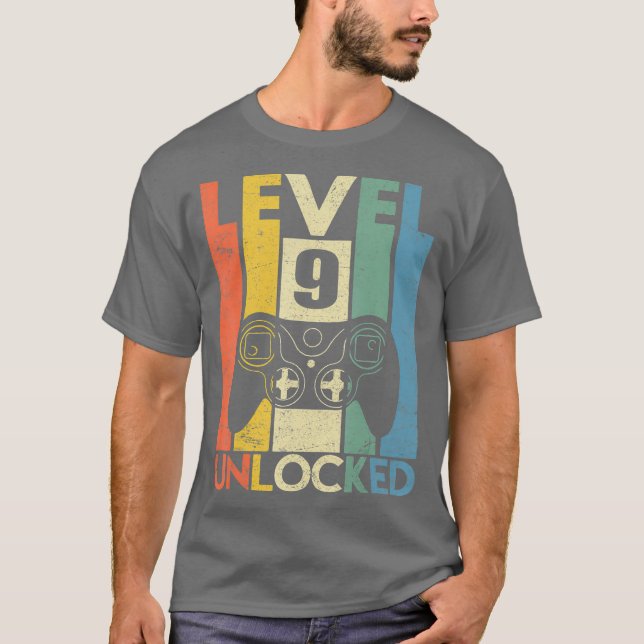 Camiseta Kids Level 9 Unlocked Shirt Funny Video Gamer (Frente)