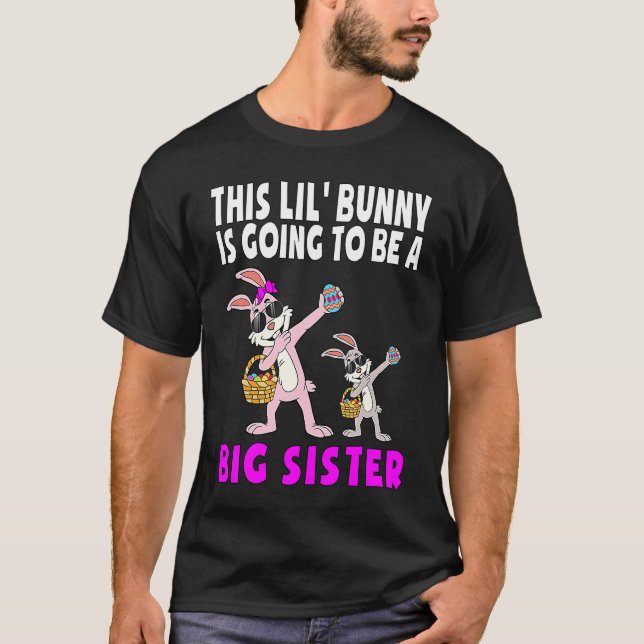 Camiseta Kids Little Bunny Is Going To Be A Sister Easter B (Frente)