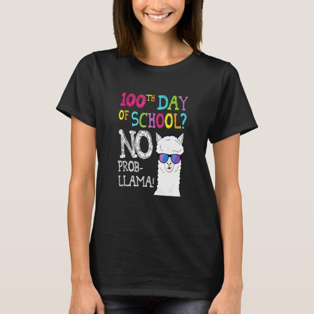 Camiseta Kids Llama Shirt Gifts 100th Day Of School No Prob (Frente)