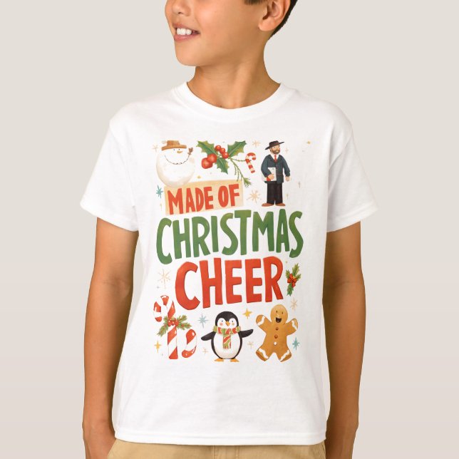Camiseta Kids Made of Christmas Cheer Festive T-Shirt (Frente)