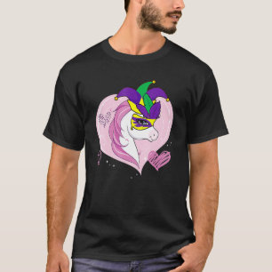 Camiseta Kids Mardi Gras Unicorn Cute Jester Masque