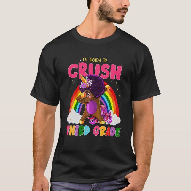 Camiseta Kids Melanin Unicorn Dab 3Rd I'm Ready To Crush Th (Frente)