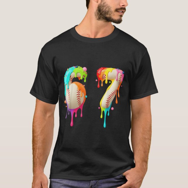 Camiseta Kids Meme 67 Number Six 6 Seven 7 Ice Cream Drips  (Frente)