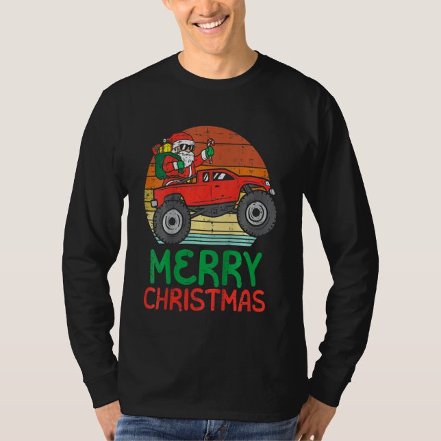 Camiseta Kids Merry Christmas Santa Monster Truck Xmas PJ T (Frente)