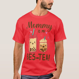Camiseta Kids Mommy Is My Bes-tea Bestie Bubble Tea Boba Te