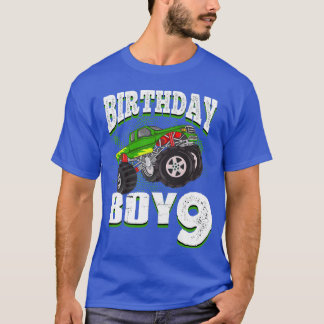 Camiseta Kids Monster Truck Birthday Boy Is 9 Kids 9th Birt