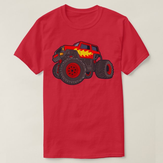 Camiseta Kids Monster Truck Giant Vehicle Show Car Flames A (Frente do Design)