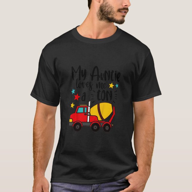 Camiseta Kids My Auntie Loves Me A Ton Concrete Mixer Baby  (Frente)