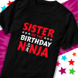 Camiseta Kids Ninja Party Karate Sister de Birthday Ninja<br><div class="desc">Esta Irmã do design de aniversário Ninja é perfeita para um tema de festa de aniversário ninja da família. Apresenta símbolo japonês para Ninjutsu com o cartoon ninja jogando estrelas o aniversariante ou garota vai amar! Este design de aniversário ninja para a irmã do ninja de aniversário que gosta de...</div>