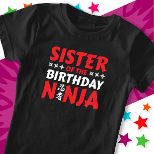 Camiseta Kids Ninja Party Karate Sister de Birthday Ninja