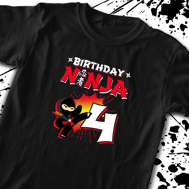 Camiseta Kids Ninja - Presente de Festa de aniversário - 4  (Criador carregado)