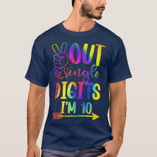 Camiseta Kids Peace Out Solteiro Digits Im 10 Tie Dye Birth