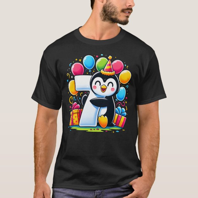 Camiseta Kids Penguin Theme seventh Bday Party 7th Penguin  (Frente)