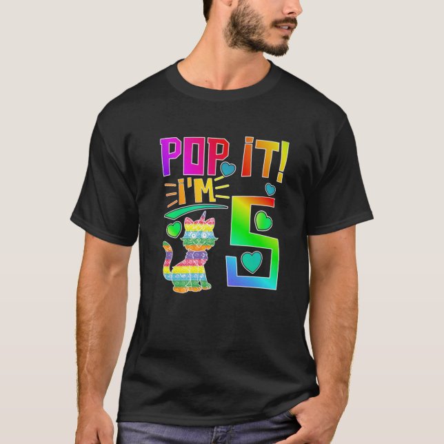 Camiseta Kids Pop It 5Th Birthday Girls Boys Five Years Old (Frente)