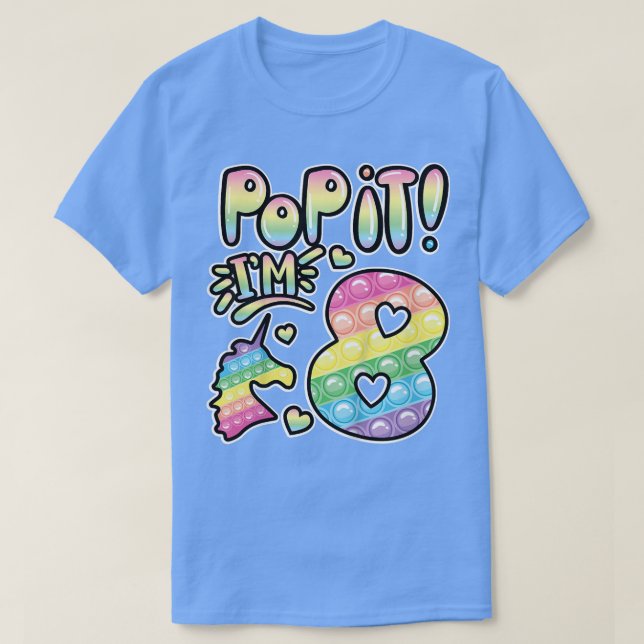 Camiseta Kids Pop It 8th Birthday Girls Boys 8 Years Old Fi (Frente do Design)