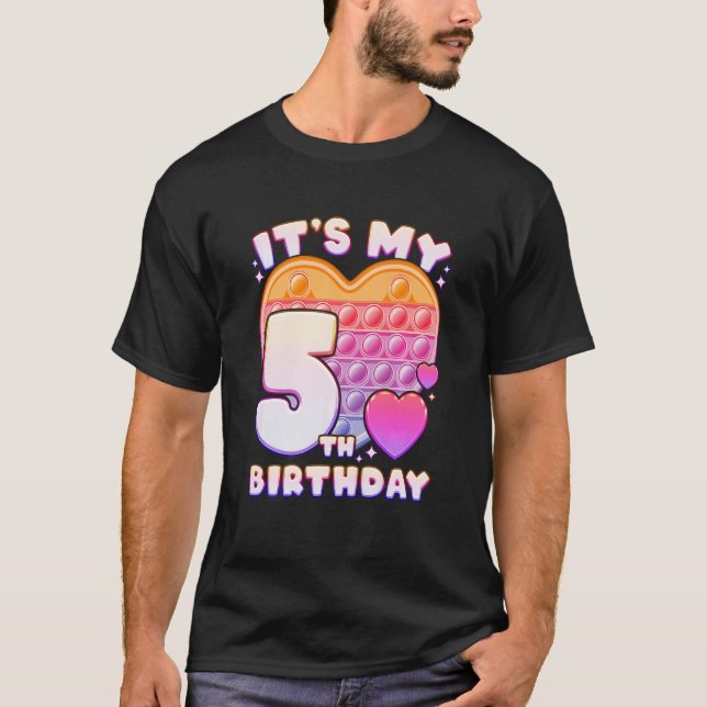 Camiseta Kids Pop it Birthday Girl 5 years old Push it Pop  (Frente)