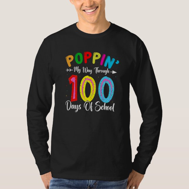 Camiseta Kids Poppin My Way Through Happy 100 Days of Schoo (Frente)