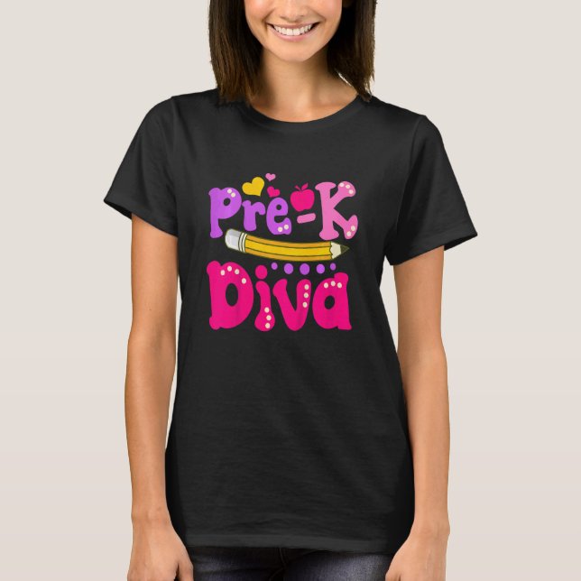 Camiseta Kids Pre K Diva  Girls First Day of Pre K (Frente)