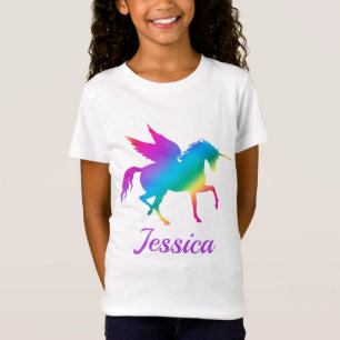 Camiseta Kids Rainbow Gradient Unicorn Silhouette