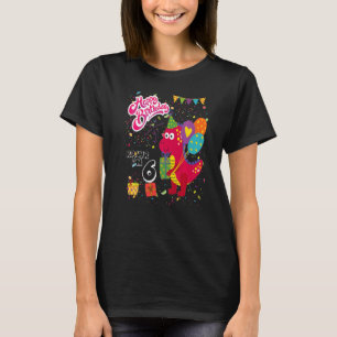 Camiseta Kids Rawr Eu sou 6 6 Aniversário Rex Dinossaur Par