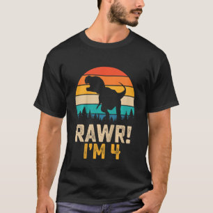 Camiseta Kids Rawr Iu2019m 4 4 Years Old Dinosaur Rex 4th B