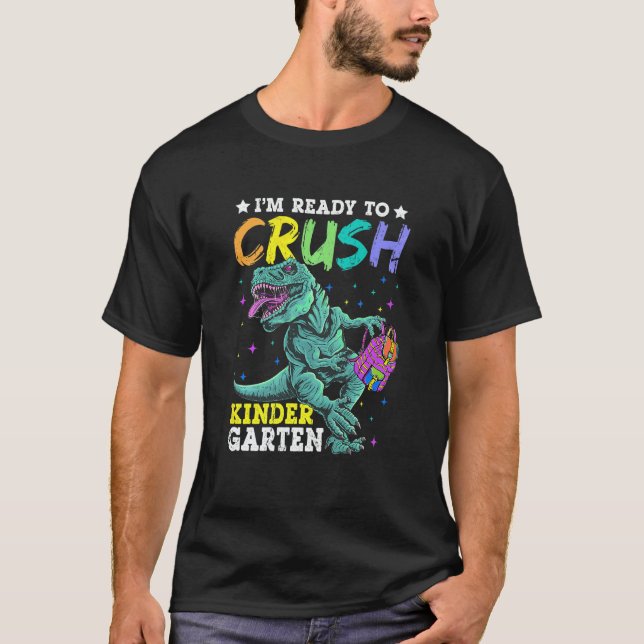 Camiseta Kids Ready To Crush Kindergarten Dinosaur Back to  (Frente)