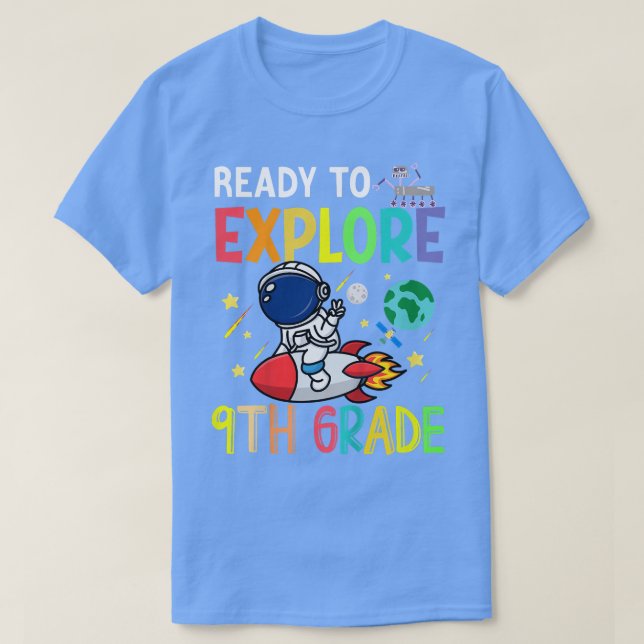 Camiseta Kids Ready To Explore Ninth Grade Astronaut Back T (Frente do Design)