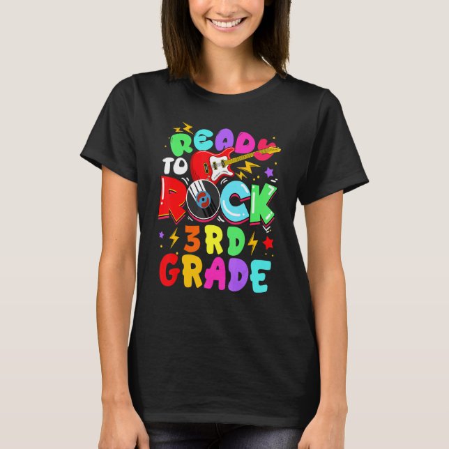 Camiseta Kids Ready To Rock 3rd Grade Guitar Back To School (Frente)