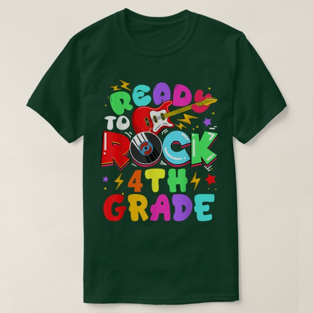 Camiseta Kids Ready To Rock 4th Grade Guitar Back To School (Frente do Design)