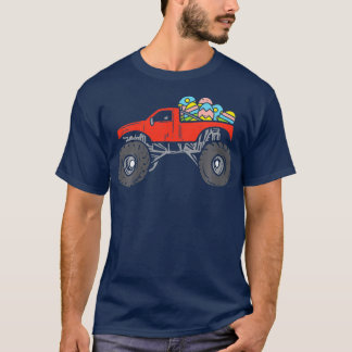 Camiseta Kids Red Monster Truck Eggs Easter Egg Hunting Boy