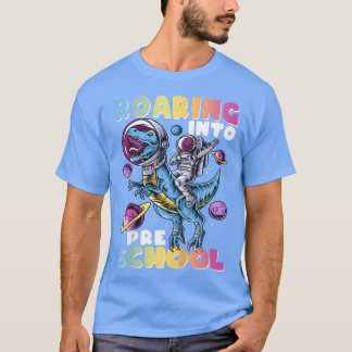 Camiseta Kids Roaring into Preschool Dinosaur Astronaut Pre