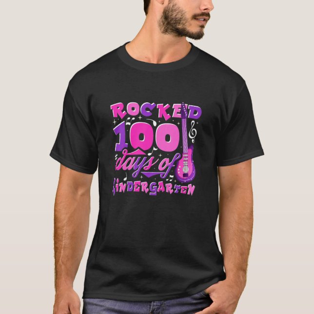 Camiseta Kids Rocked 100 Days Of Kindergarten (Frente)