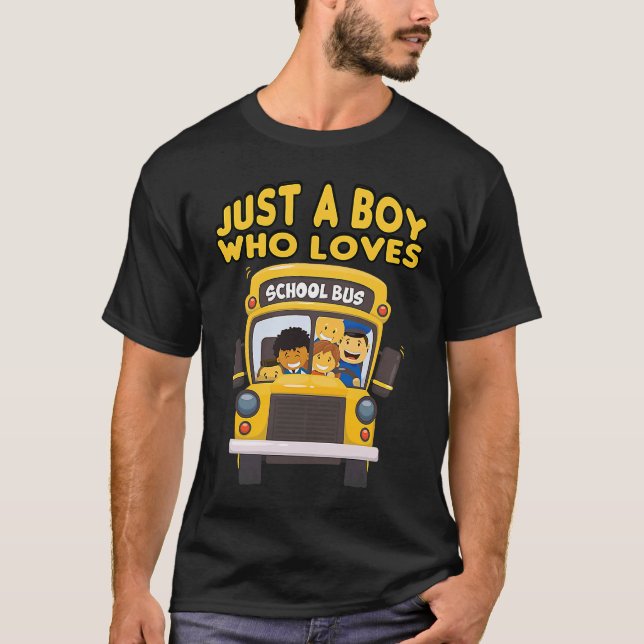 Camiseta kids school bus  Just A Boy Who Loves School Buses (Frente)