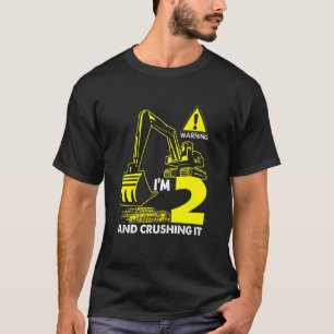 Camiseta Kids segundo aniversário Construction Truck 2 Anos