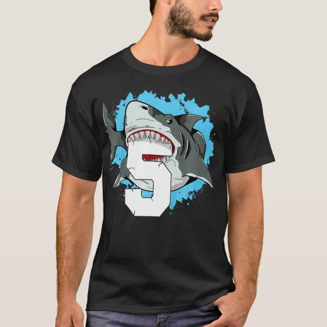 Camiseta Kids Shark 5th Birthday Boy 5 Five Shark Theme Par (Frente)