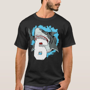 Camiseta Kids Shark 6th Birthday Boy 6 Six Shark Theme Part