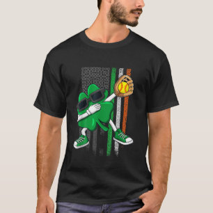 Camiseta Kids Softball Shamrock Catcher Dabbing Rua Patrick