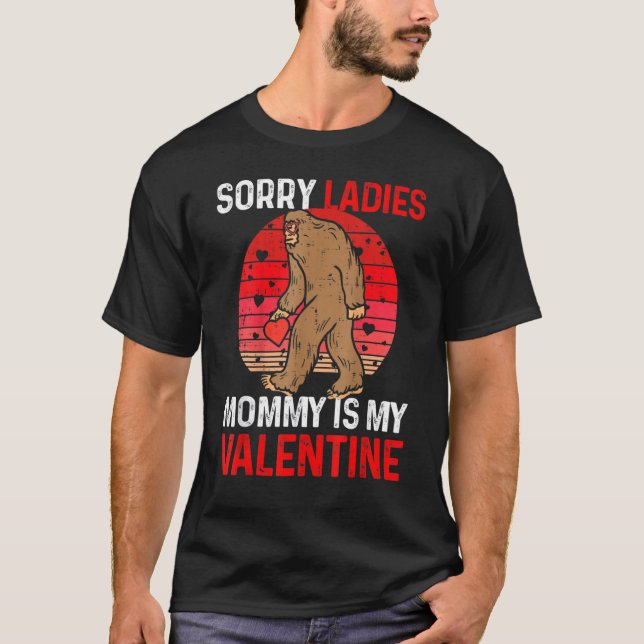 Camiseta Kids Sorry Ladies Mommy Is My Valentine Red Plaid  (Frente)