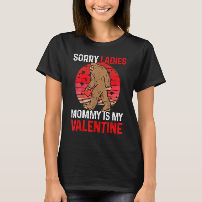 Camiseta Kids Sorry Ladies Mommy Is My Valentine Red Plaid  (Frente)