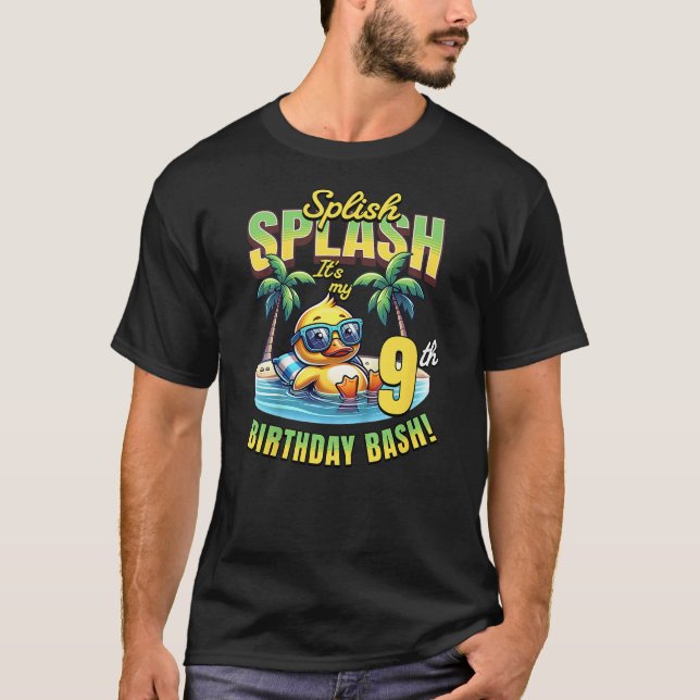 Camiseta Kids Splish Splash 9th Birthday Bash Duck Beach Po (Frente)