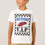 Camiseta Kids Sports Racing Carro Birthday VIP<br><div class="desc">Crianças Desportivas Carro de Corrida de Aniversário VIP T-Shirt Nossos Filhos Carro de Corrida Esportiva Noite VIP T-Shirt é a roupa perfeita para o aniversariante ou garota. Tem faixas de corrida com carro de corrida vermelho e tipografia angustiada para combinar. Torne isso legal para você ao adicionar sua própria imagem,...</div>