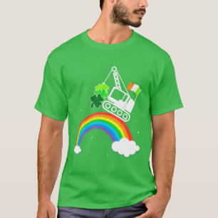 Camiseta Kids St Patricks Day Funny Crane Truck Rainbow Boy