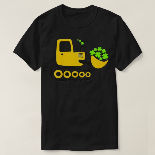 Camiseta Kids St Patrick's Day Shamrocks Ecavator Digger Bo (Frente do Design)