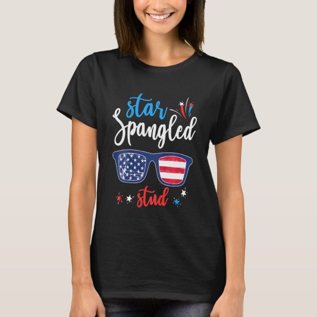 Camiseta Kids Star Spangled Estudo 4 De Julho Para Crianças (Frente)