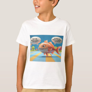 Camiseta Kids T-Shirt com Enigma Engraçado de Peixe